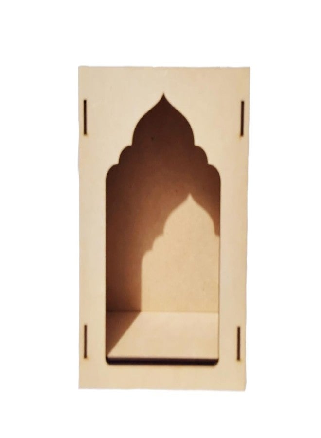 LET'S DIY Unfinished Wood MDF Jharokha Wall Decor Kit - Plain Box Cutout Wooden Craft for Creative Home Decor, Customizable Frame for Art, Painting, and DIY Projects - Image 2